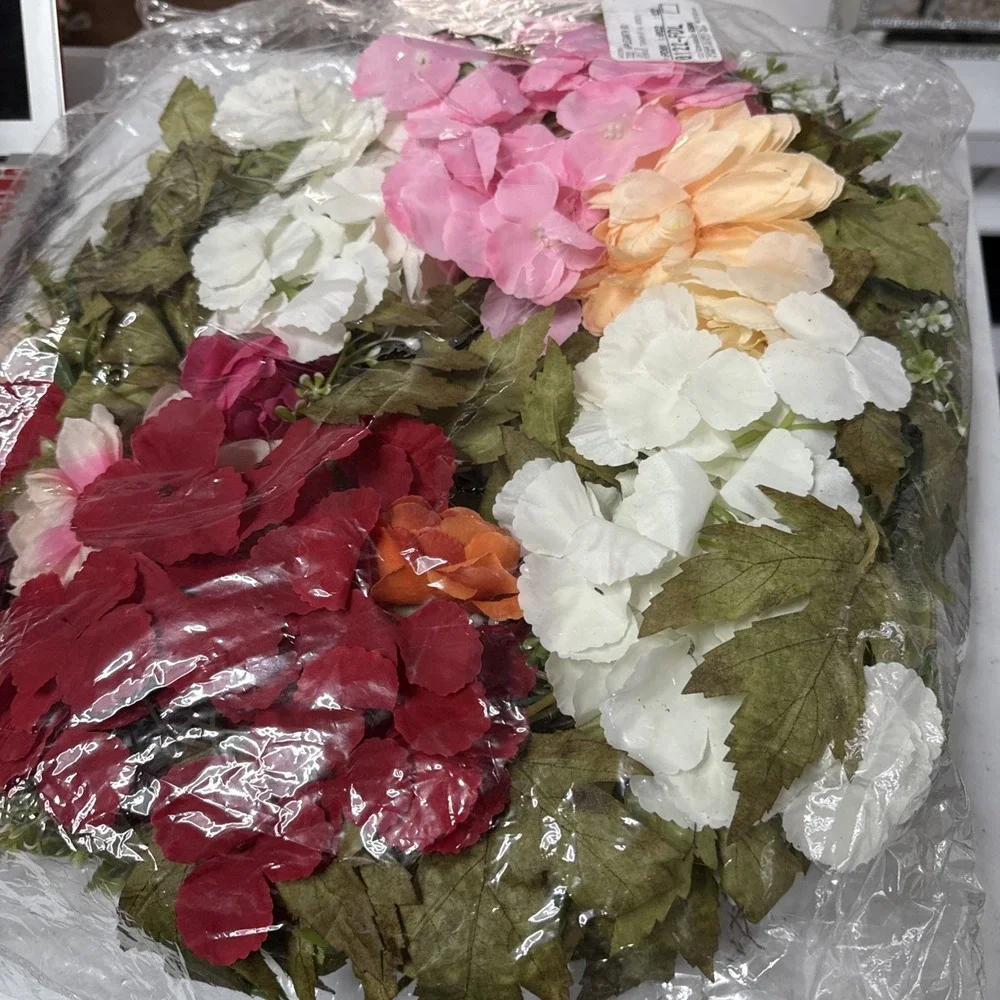 LOT 2Artificial Magnolia Floral Flower Wreath for Front Door Wall Window(00077)